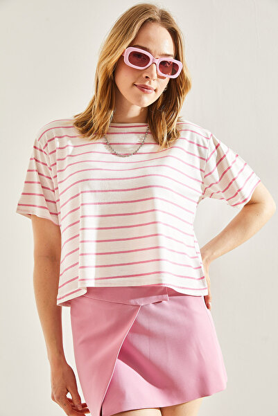 Bianco Lucci Legénységi nyakú csíkos női póló -60241002