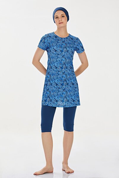 REMSA Ημι-καλυμμένο μαγιό με κοντομάνικο καλσόν Arabella 9306 Light Navy