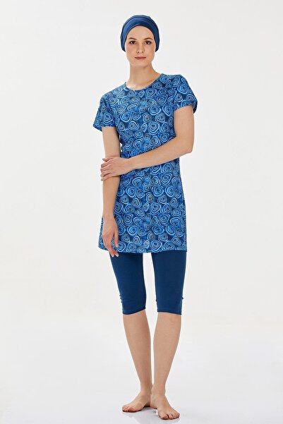 REMSA Ημι-καλυμμένο μαγιό με κοντομάνικο καλσόν Arabella 9306 Light Navy