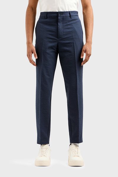 Armani Exchange Ανδρικό Παντελόνι Κλασικό Παντελόνι Seersucker κανονικής εφαρμογής 3DZP51 ZN1AZ 15BA