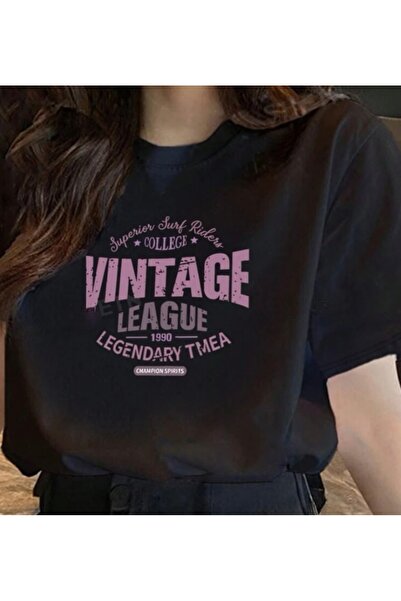 BYMEER Μαύρο Vintage εμπριμέ μπλουζάκι Oversize