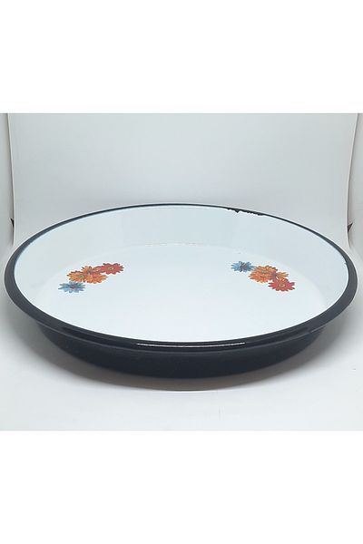 Avşar ENAMEL HOUSE 32 CM DECORATED ENAMEL Oven Tray