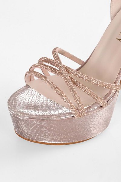 Shoeberry Γυναικεία παπούτσια Agur Rose Honeycomb Stone Platform με τακούνι