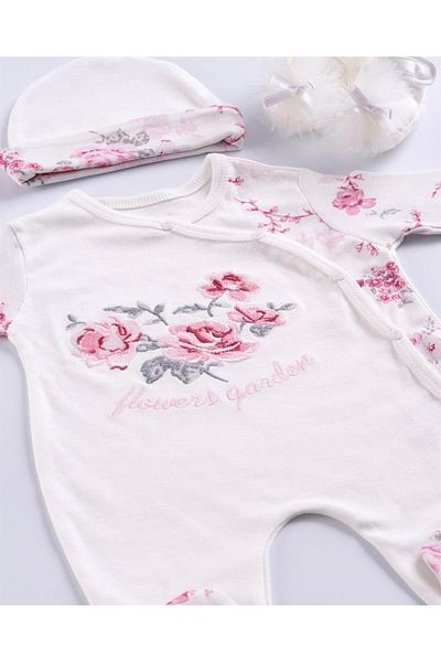 Buse&Eylül Bebe Floral Patterned 11 Piece Baby Girl Hospital Release