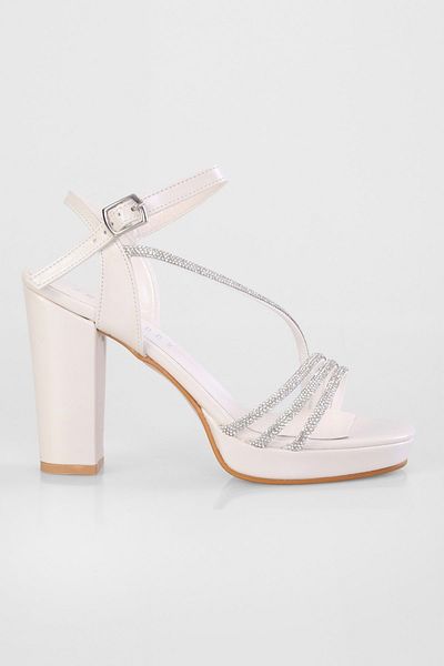 Shoeberry Γυναικεία παπούτσια Sheila Pearl Skin Stone Platform με τακούνι