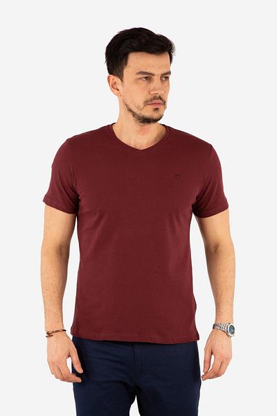 Tony Montana Μπλουζάκι Basic Combed Cotton με κοντό μανίκι Regular Fit V-Neck 100% βαμβάκι