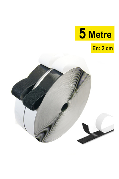 Dünya Magnet 5 Metre, Yapışkanlı Cırt Cırtlı Bant, En: 2 Cm, Siyah Cırt Band,...