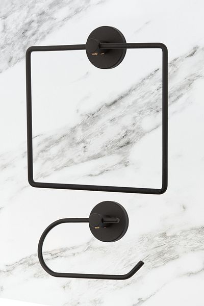 UG Home Μαύρη τετράγωνη κρεμάστρα για πετσέτες / Σετ μπάνιου για ράφι χαρτιού τουαλέτας εξωτερικού χώρου