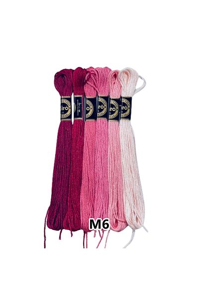 EleganTShoP Airo Muline Etamine Cotton Embroidery Thread Set of 6