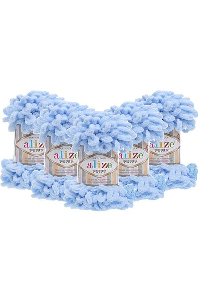 Alize 6 Τεμάχια Puffy Ανοιχτό Μπλε Κουβέρτα - 90x90 Μωρού