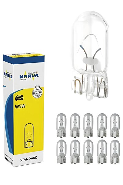 Narva T10 W5W Dipsiz Park Plaka Torpido Tavan Bagaj Aydınlatma Ampülü 10'lu