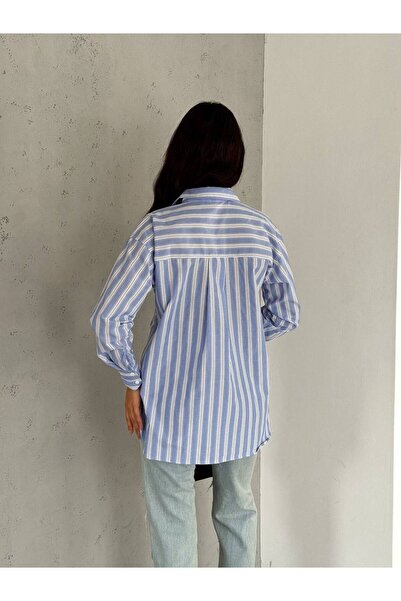 Noa Noa Cămașă cu mânecă lungă în dungi cu buzunar încrucișat pentru femei