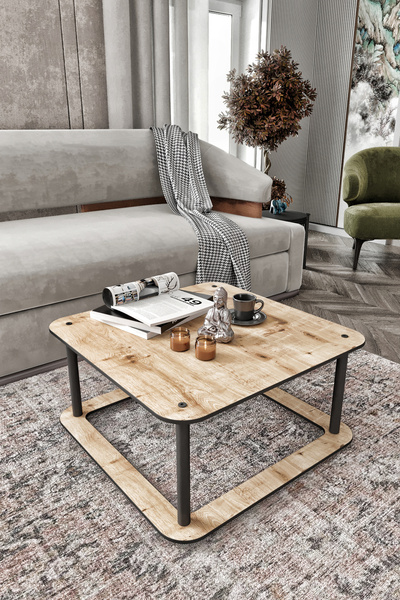 messer ARZUM HOME  HOLE Masivo Orta Sehpa 70x70 KARE SAFİR MEŞE
