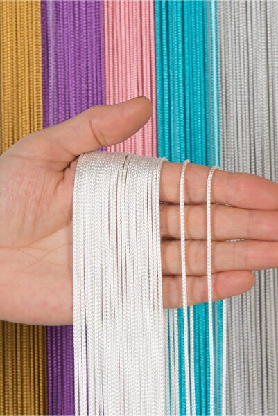 Saççax Exclusive Beyaz Renk Düz Kalın Zincir Serisi İp Perde