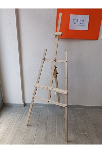 İNCİ TUVAL Şövale 172 cm Özel El sıkma aparatlı Ahşap Ayaklı Ayarlanabilir Resim Ressam Tuval Sehpası,Verniksiz