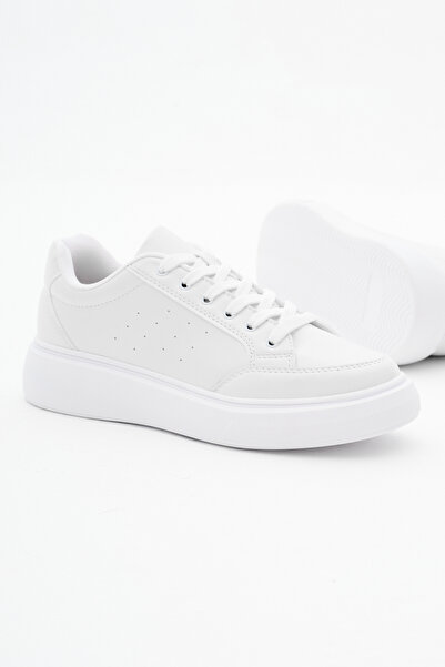 Tonny Black Kadın Beyaz Poli Taban Bağcıklı Spor Ayakkabı