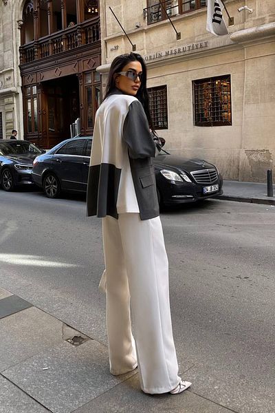 Ortaya Çık Gray Double Color Design Summer Blazer Jacket