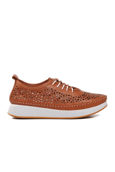 AYAKMOD 24077-L Pantofi casual de damă din piele naturală maro