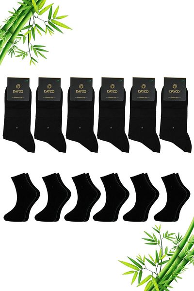 DAYCO Ανδρικές μισές κάλτσες από μπαμπού Premium Summer Black Color χωρίς ραφές σετ 6 τεμαχίων