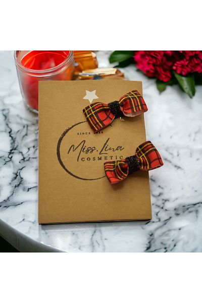 mislinapearls Holiday Buckle 2-Piece Women's Children's Baby Patterned Ribbon Buckle Red Bow Candy Design