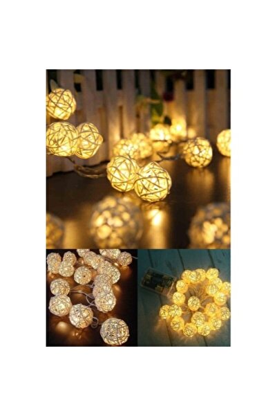 Naturalove Rattan Model Led Işık Zinciri Kahverengi