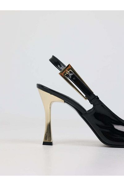 DUXAL SHOES Maddox Pantofi cu toc pentru damă, din piele lacuită, cu cataramă aurie