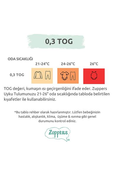 Zuppers كيس نوم على شكل فراشة من القطن العضوي - أزرق ثلجي - 0.3 طن