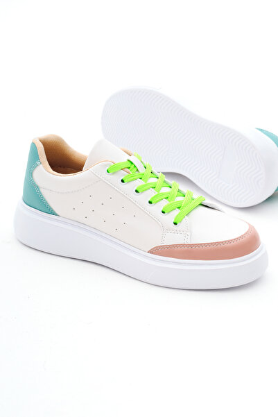 Tonny Black Women's White Green Poly Sole Lace-Up Sports Shoes