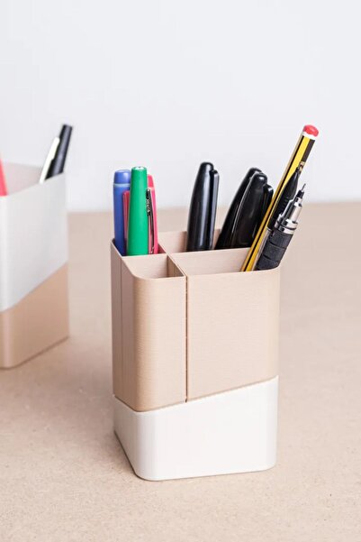 Alwen Desktop Wooden White Modern Pen Holder