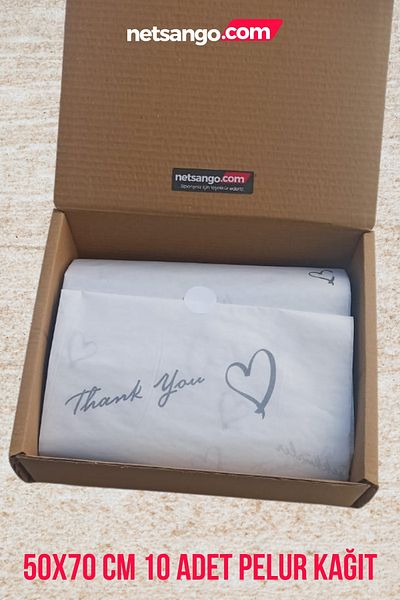 Netsan Etiket Heart With Thanks Themed 50x70 Cm 10 Pieces of Plush Paper