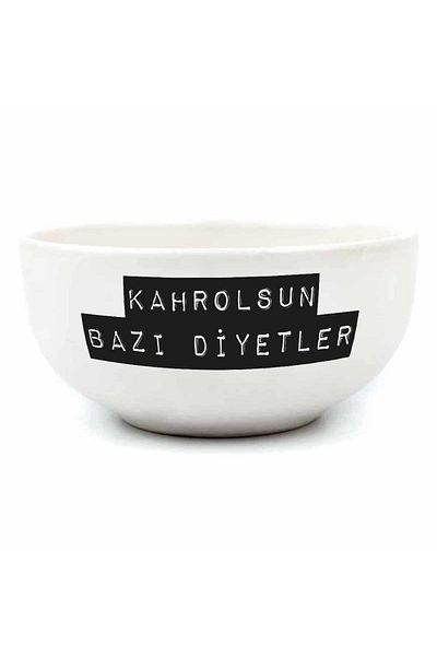 PALTO TASARIM Kahrolsun Some Diets Cream Ceramic Bowl - Gift Ceramic Bowl