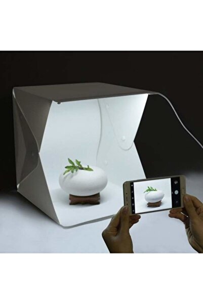 Genel Markalar Profesyonel Led Işıklı Mobil Katlanabilir E-Ticaret Ürün Fotoğraf Çekim Çadırı 23X24X30 cm 1adet