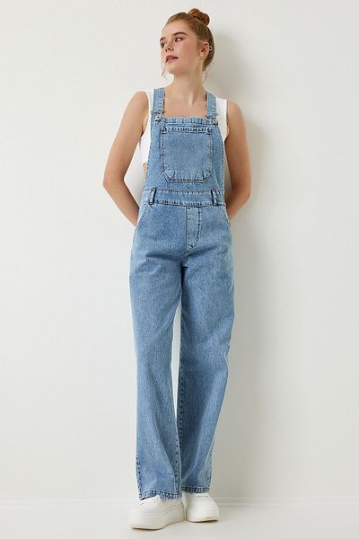 Lovelyİstanbul Light Blue Denim Gardener Jumpsuit - Strap Lrv0006