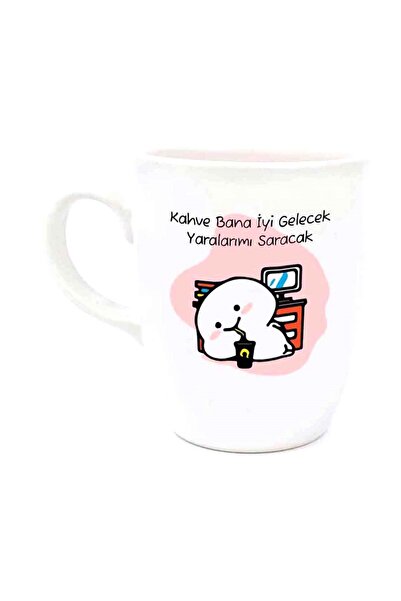 PALTO TASARIM Kahve Bana Iyi Gelecek Yaralarımı Saracak Krem Oval Kupa - Hedi...