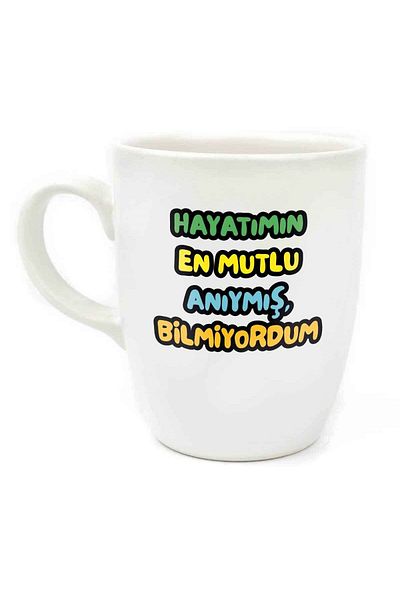 PALTO TASARIM My Life's Happy Memorized, I Wasn't Know Cream Oval Mug - Gift Ceramic Mug