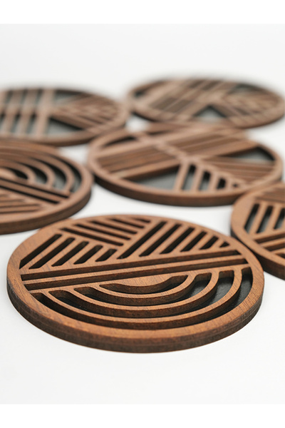 KARO DESIGN Bar-18 Wooden 6-Piece Coasters