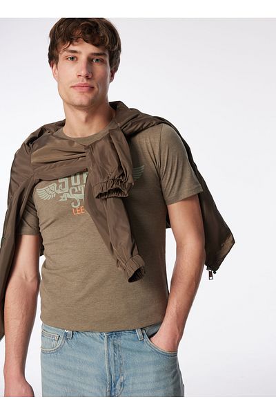 Lee Cooper Ανδρικό T-Shirt Crew Neck Green Melange 232 LCM 242046   ΠΙΣΤΟΠΟΙΗΜΕΝΟ ΠΡΑΣΙΝΟ ΜΕΓΑΝΑΖ