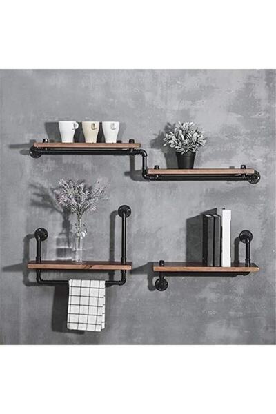 Blbndesign Dekoratif Duvara Borudan Raf 3'lü Set