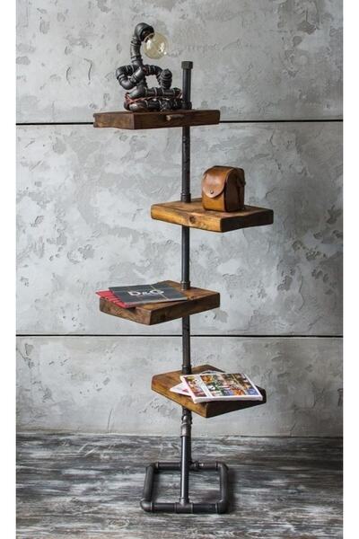 Blbndesign Dekoratif Borudan Raf Ve Aydınlatma Lambader 2'li Set