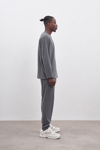 COLORDS Men's Crew Neck Long Sleeve Pajama Set