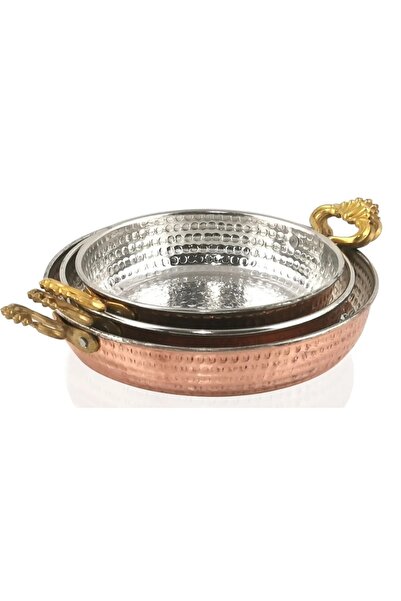 DERYA Metal 3'lü Bakır Tava Sahan Seti 52