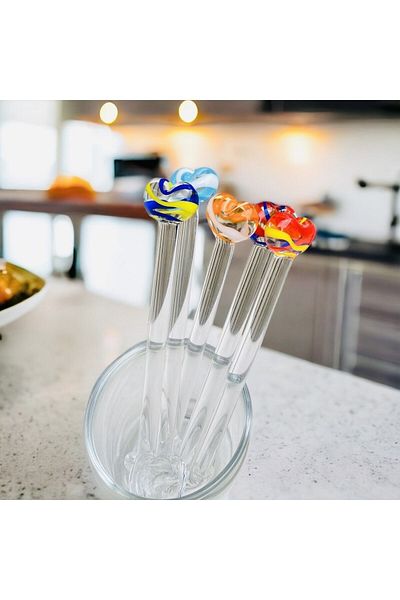 nazarboncuğu Luxury 6-Piece Glass Heart Figured Teaspoon Set