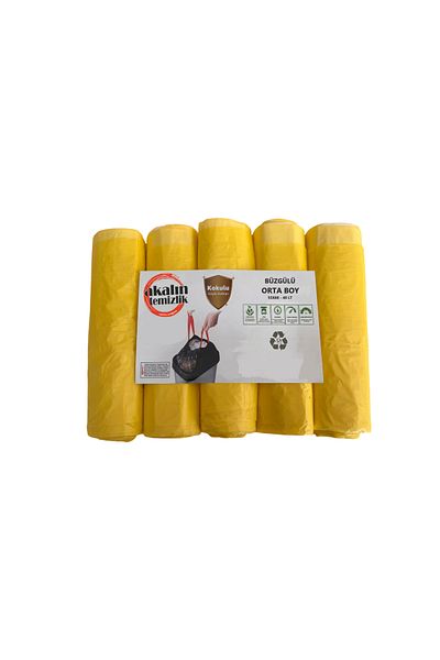 Akalın Professional Cleaning Products Drawstring Lemon Scented Medium Size Garbage Bag 55x60 Cm 5 Rolls