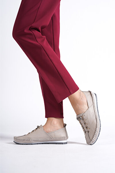 Deripabuc Balerini din piele naturală argintiu-g pentru femei Dp16-0051