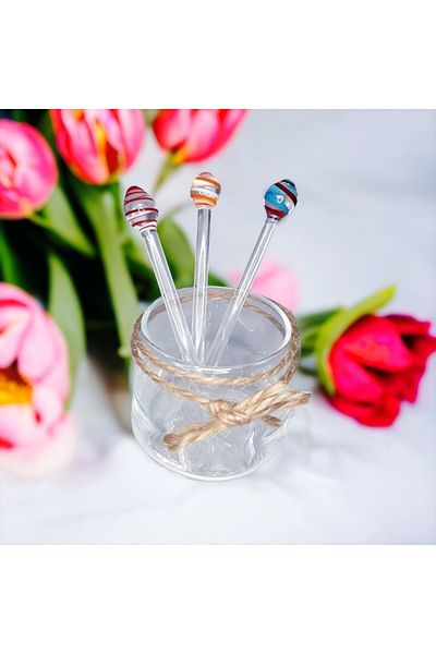 nazarboncuğu Luxury 6-Piece Glass Figured Teaspoon