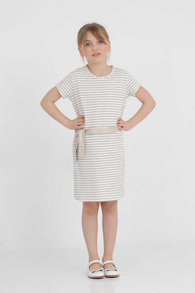 LupiaKids Jacquard Beige Girl's Dress LP-24SUM-001