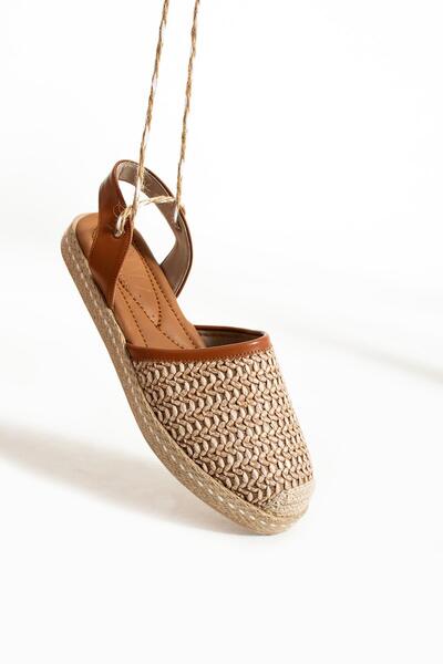 HVZ Exclusive Kadın Hasır Taban Bilekten Bağlamalı Espadril Rahat ve Ergonomik Ayakkabı