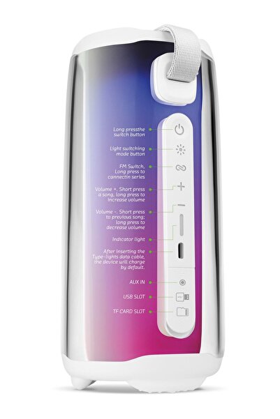peakaks Taşınabilir Bluetooth 5.0 Hoparlör Ses Bombası Yüksek Ses Gücü , Sese Duyarlı Led Işık Senfoni