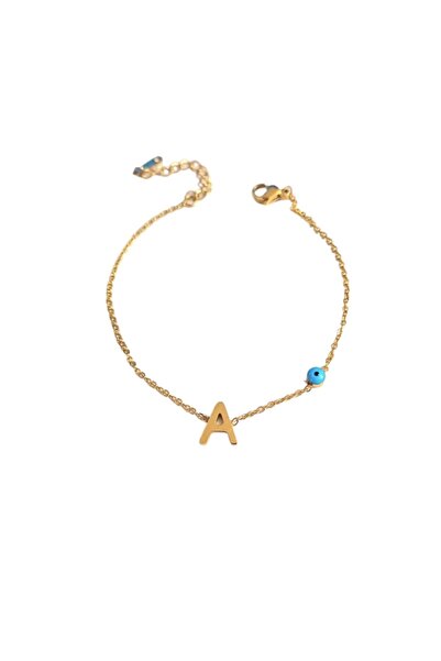 AKSESUARIM Women's Enameled Steel Letter Bracelet