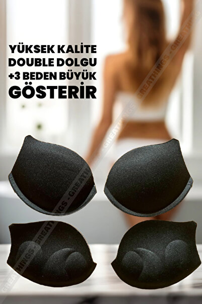 Greathings Mayo & Bikini Için Double Dolgu Push Up Siyah Renk Göğüs Dolgusu P...